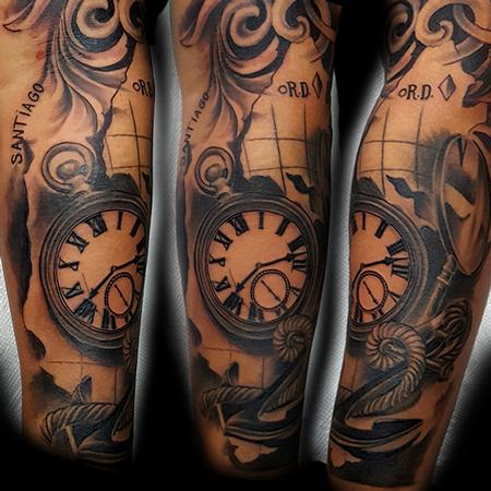 Tattoos - Clock and map - 133421
